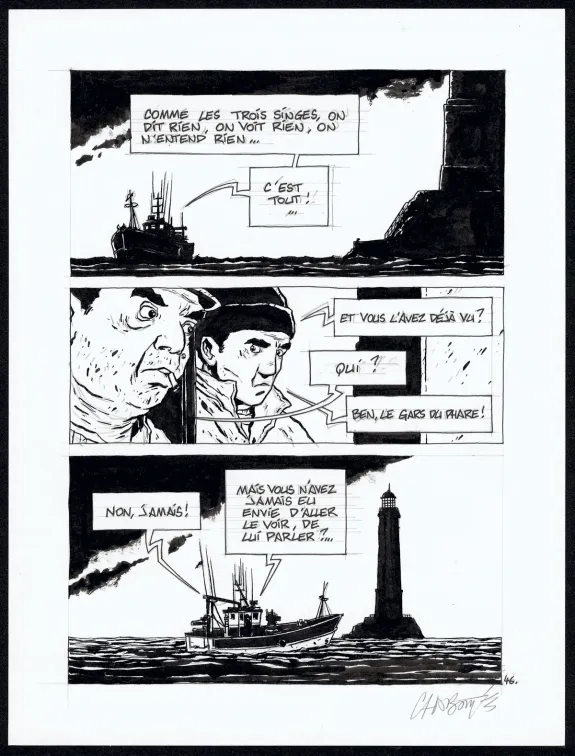 Black and white original page, Tout seul, Christophe Chabouté