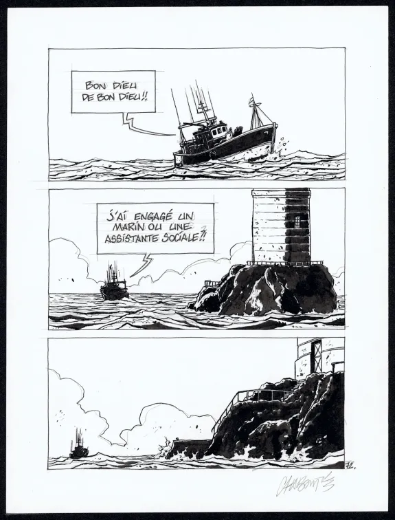 Black and white original page, Tout seul, Christophe Chabouté