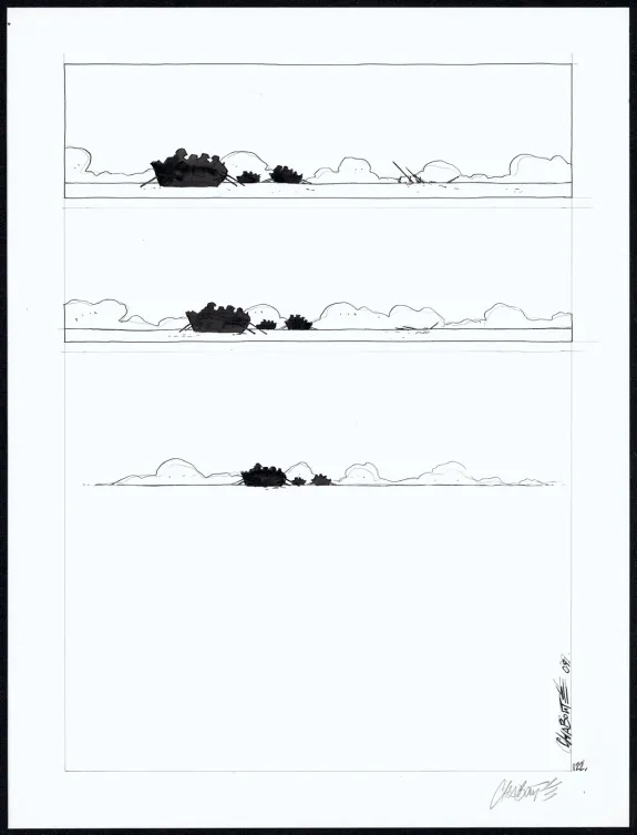Planche noir et blanc, Terre-Neuvas, Christophe Chabouté