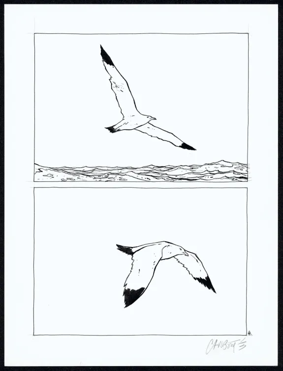 Black and white original page, Tout seul, Christophe Chabouté