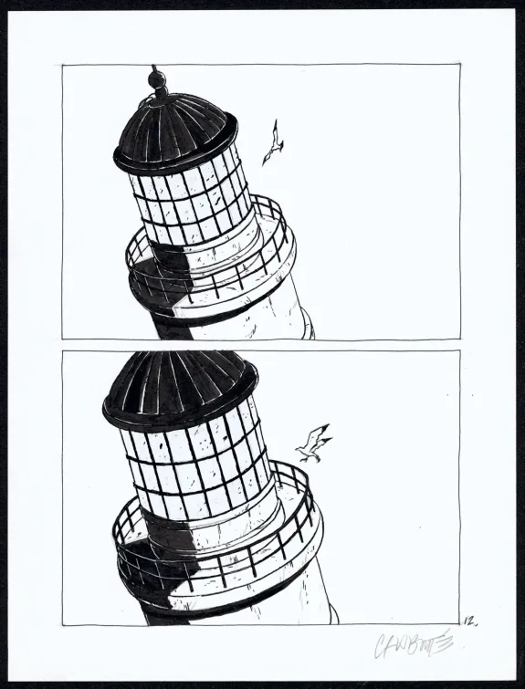 Black and white original page, Tout seul, Christophe Chabouté
