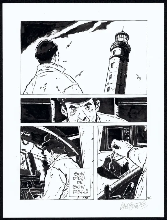 Black and white original page, Tout seul, Christophe Chabouté