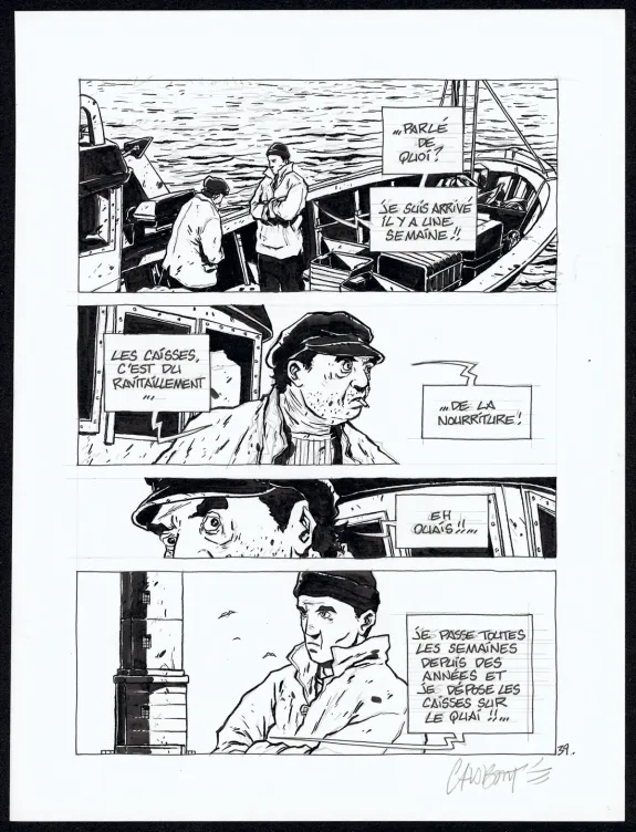 Black and white original page, Tout seul, Christophe Chabouté