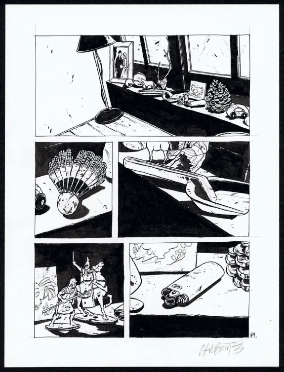 Black and white original page, Tout seul, Christophe Chabouté