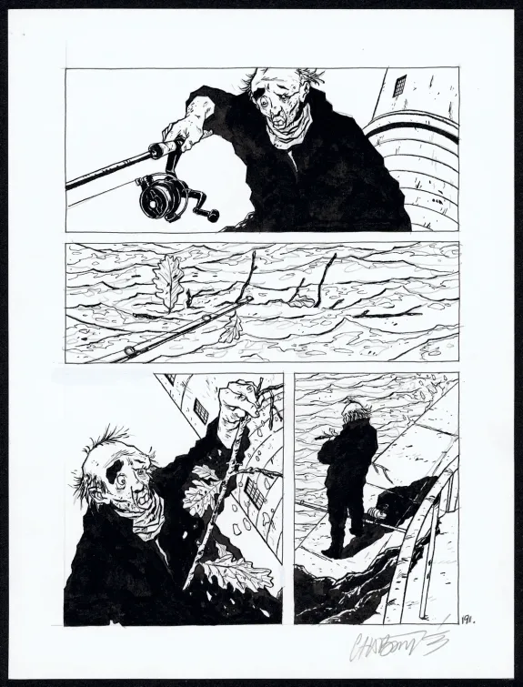 Black and white original page, Tout seul, Christophe Chabouté