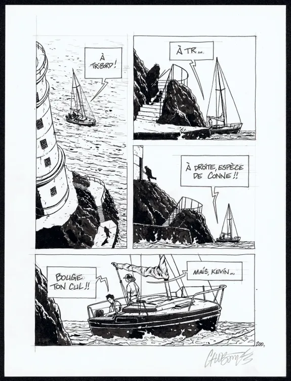 Black and white original page, Tout seul, Christophe Chabouté