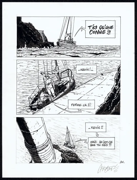 Black and white original page, Tout seul, Christophe Chabouté