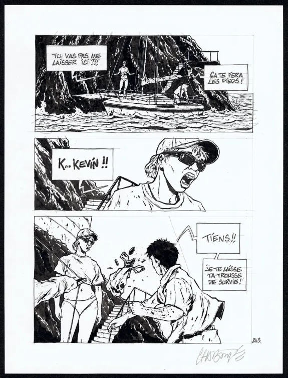 Black and white original page, Tout seul, Christophe Chabouté