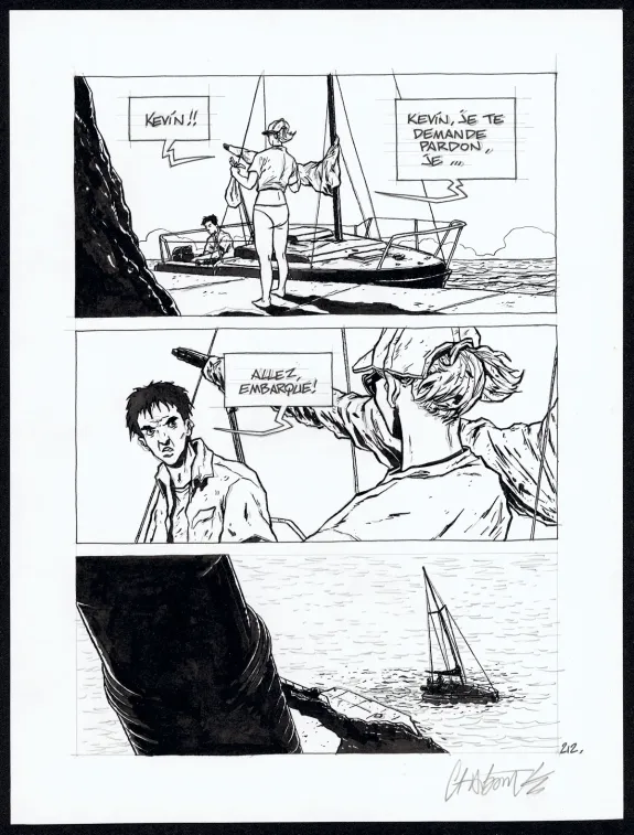 Black and white original page, Tout seul, Christophe Chabouté