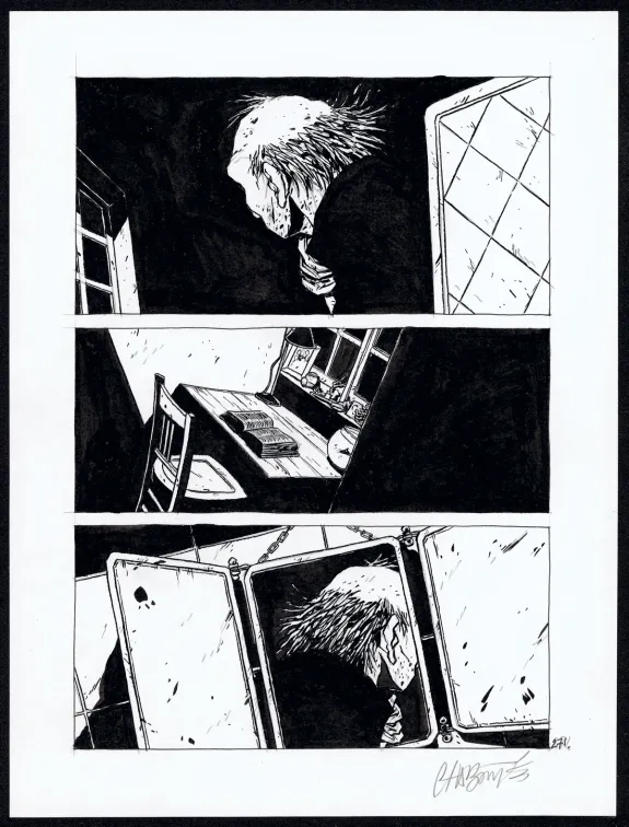 Black and white original page, Tout seul, Christophe Chabouté