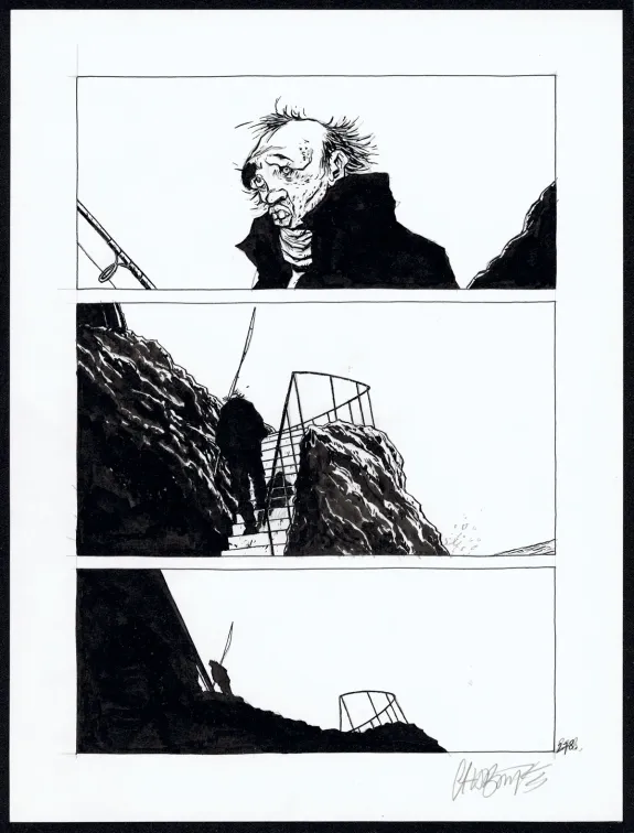 Planche noir et blanc, Tout seul, Christophe Chabouté