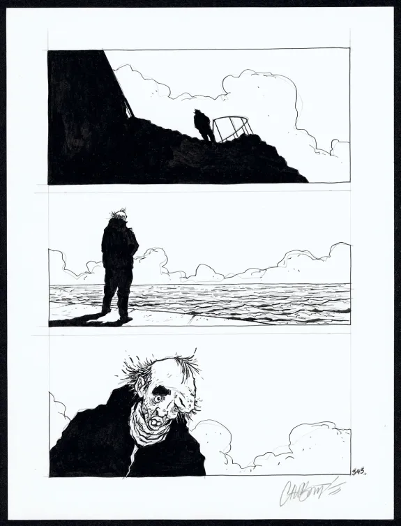 Black and white original page, Tout seul, Christophe Chabouté