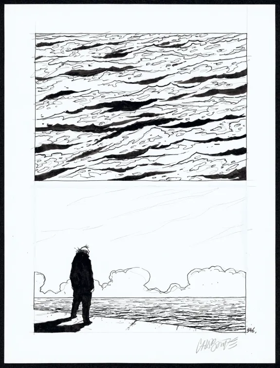 Black and white original page, Tout seul, Christophe Chabouté