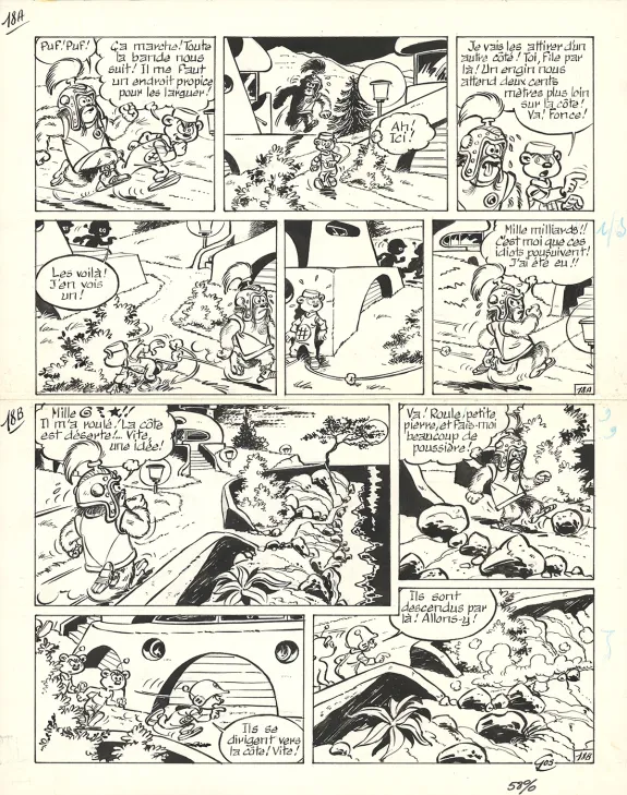 Black and white original page, Le Scrameustache, Le Renégat (T.11), Roland Gos