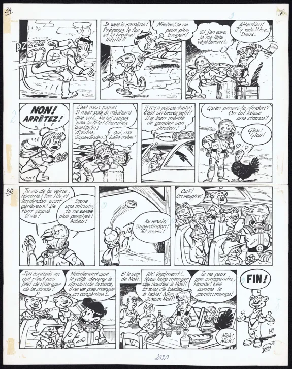 Planche noir et blanc, Le Scrameustache, Le Stagiaire (T.15), Roland Gos