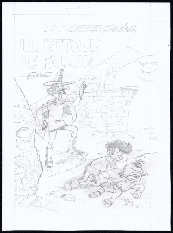 Projet de couverture, Le Scrameustache, Le retour de Falzar (T.34),  Gos / Walt
