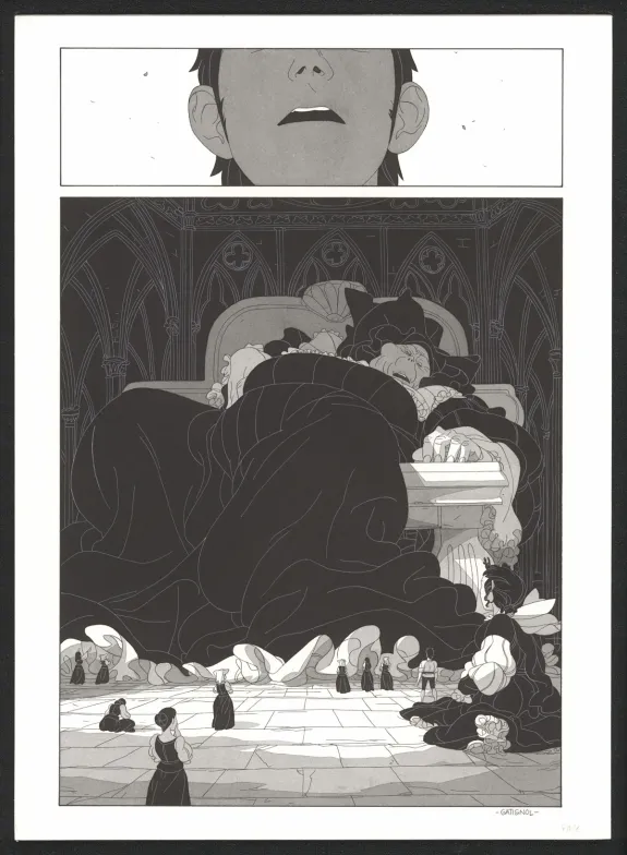 Black and white original page, Les Ogres-Dieux, Petit (T.1), Bertrand Gatignol