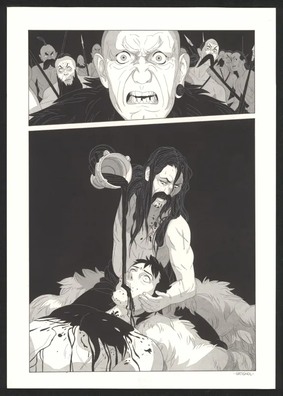 Black and white original page, Les Ogres-Dieux, Le Grand Homme (T.3), Bertrand Gatignol