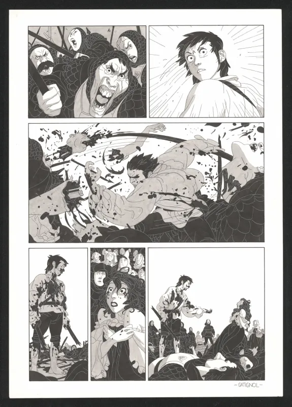 Black and white original page, Les Ogres-Dieux, Petit (T.1), Bertrand Gatignol