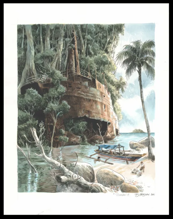 Colored illustration, TSUNAMI, Jean Denis Pendanx