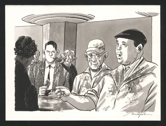 Illustration noir et blanc, Nestor Burma, Emmanuel Moynot