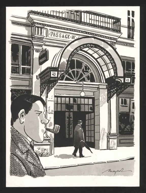 Black and white illustration, Nestor Burma, Emmanuel Moynot