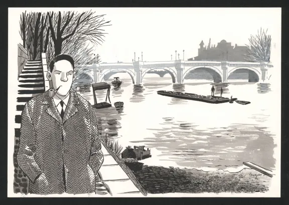 Illustration noir et blanc, Nestor Burma, Emmanuel Moynot
