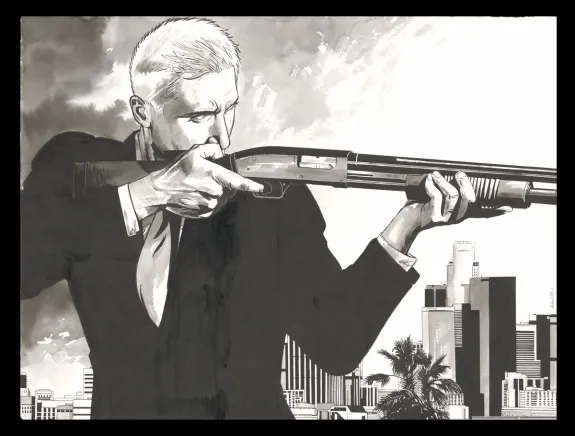 Illustration noir et blanc, I.R.$., HS - Les Dossiers Max, Bernard Vrancken