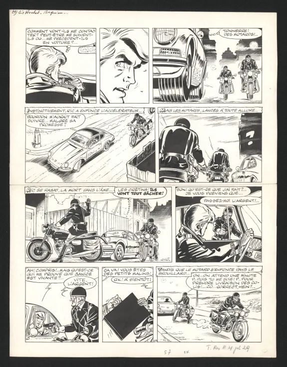 Planche noir et blanc, Ric Hochet, Requiem pour une Idole (T.16),  Tibet