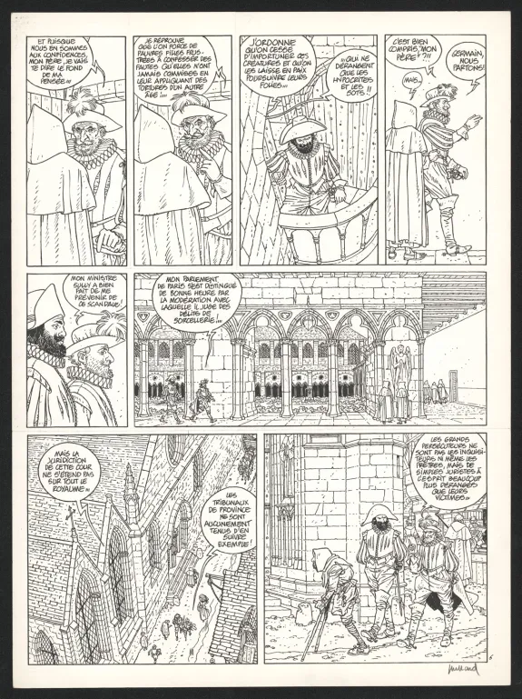 Black and white original page, Les 7 Vies de l'Épervier, Hyronimus (T.4), André Juillard