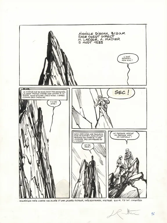 Black and white original page, Ailefroide, altitude 3954, Jean-Marc Rochette