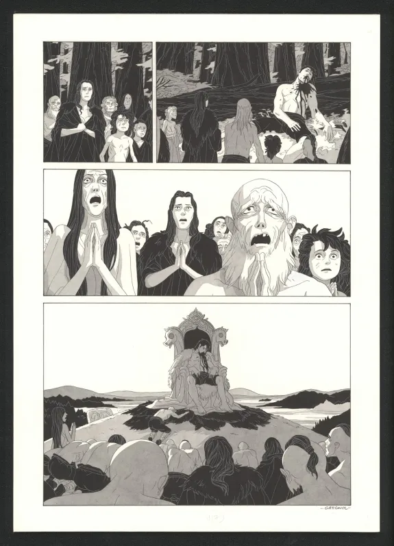 Black and white original page, Les Ogres-Dieux, Le Grand Homme (T.3), Bertrand Gatignol