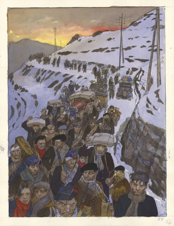Planche couleur, Mattéo, Cinquième époque (septembre 1936 - janvier 1939) (T.5), Jean-Pierre Gibrat