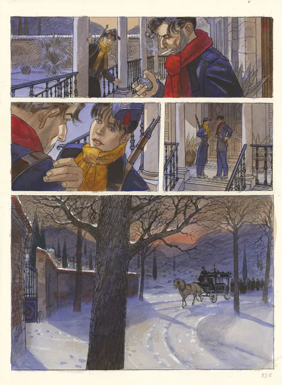 Colored original page, Mattéo, Cinquième époque (septembre 1936 - janvier 1939) (T.5), Jean-Pierre Gibrat