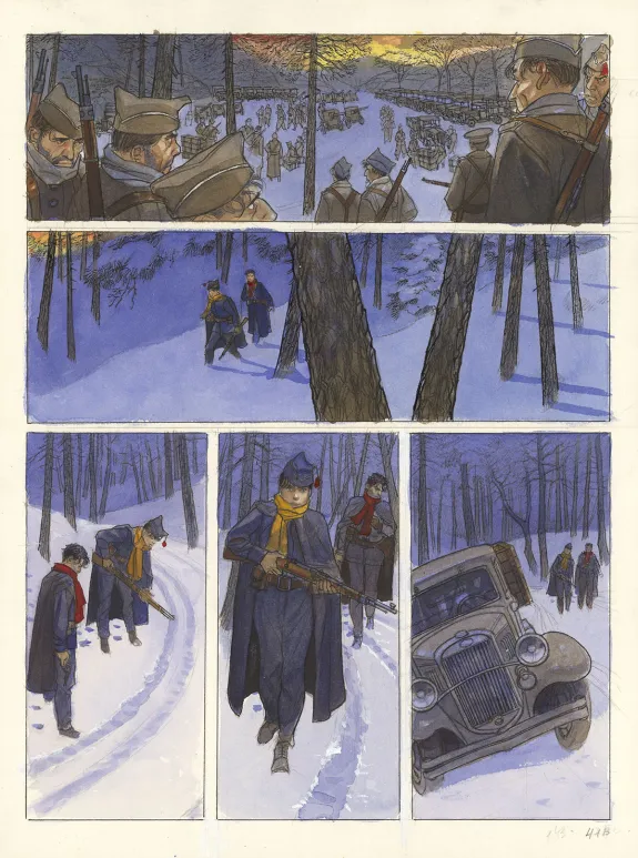 Colored original page, Mattéo, Cinquième époque (septembre 1936 - janvier 1939) (T.5), Jean-Pierre Gibrat