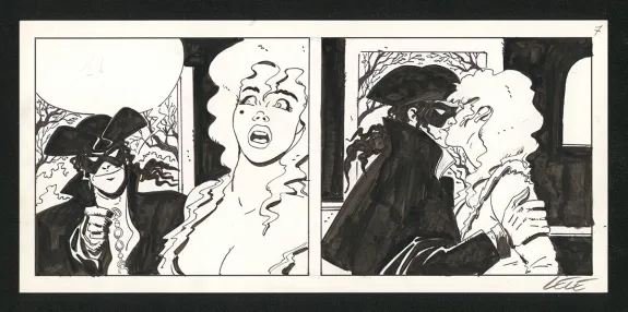 Black and white original page, Dick Turpin, Lele Vianello