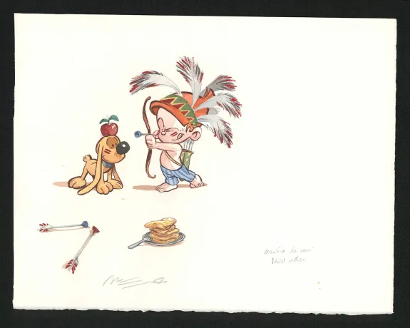 Colored illustration, Boule et Bill, Noël indien (T.2), José Luis Munuera