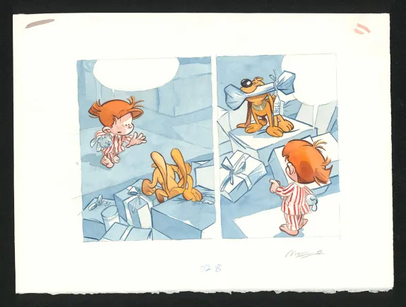 Colored original page, Boule et Bill, Noël indien (T.2), José Luis Munuera