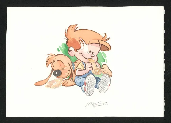 Illustration couleur, Boule et Bill, La partie de crêpes  (T.1), José Luis Munuera