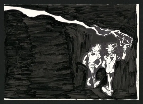 Illustration noir et blanc, Spirou et Fantasio, Aux sources du Z (T.50), José Luis Munuera