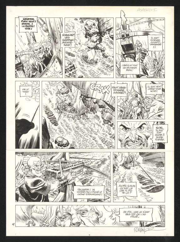 Planche noir et blanc, Asgard, Pied-de-fer (T.1), Ralph Meyer