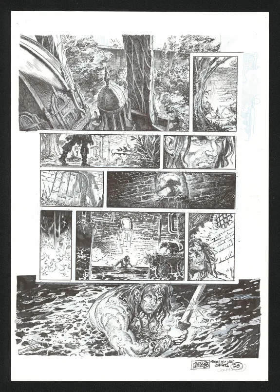 Black and white original page, Conan le Cimmérien, La Maison aux trois bandits (T.10), Paolo Martinello 