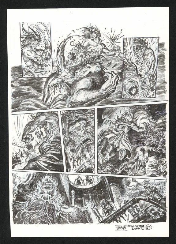 Black and white original page, Conan le Cimmérien, La Maison aux trois bandits (T.10), Paolo Martinello 