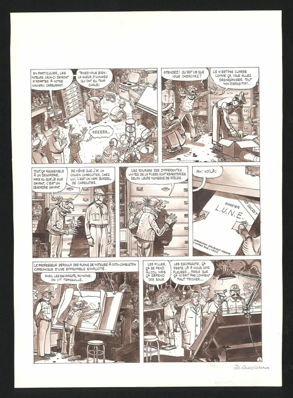 Planche noir et blanc, Voyage au bout de la lune, Daniel Goossens