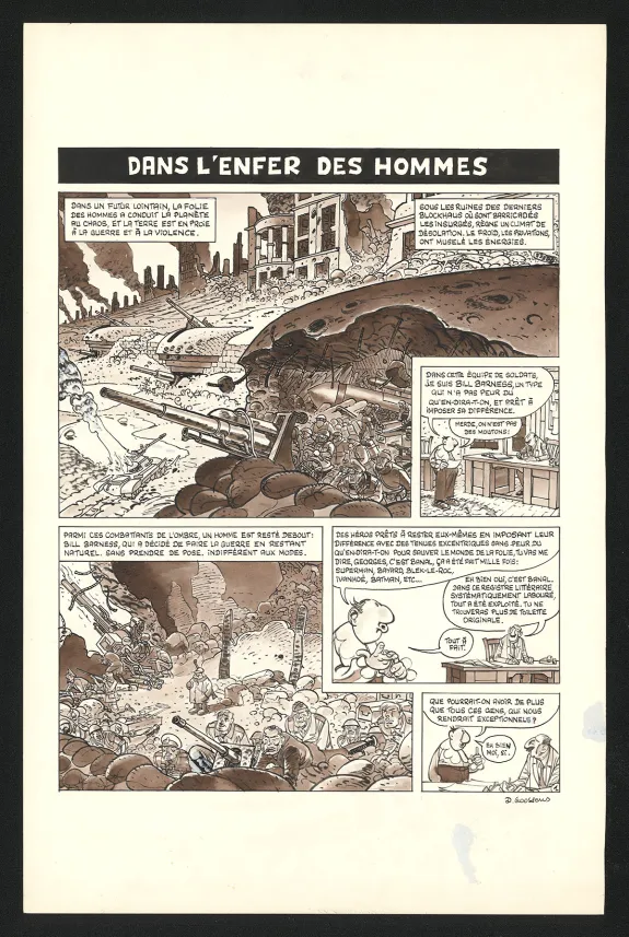 Planche noir et blanc, Georges et Louis romanciers, La fin du monde (T.3), Daniel Goossens