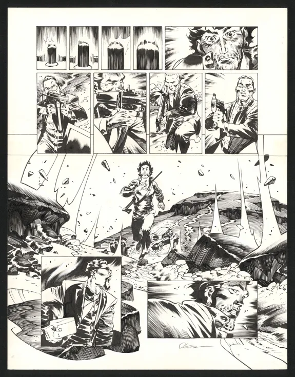 Planche noir et blanc, Jazz Maynard, Trois corbeaux (T.6),  Roger