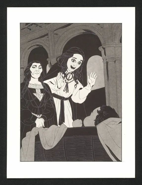 Illustration noir et blanc, Les Ogres-Dieux, La Première née (T.4), Bertrand Gatignol