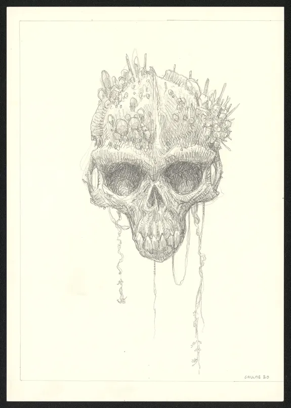 Illustration noir et blanc, Les Carnets Lovecraft, Les Rats dans les murs, Armel Gaulme
