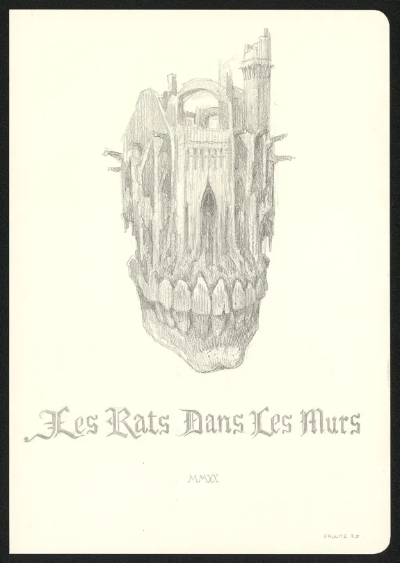 Illustration noir et blanc, Les Carnets Lovecraft, Les Rats dans les murs, Armel Gaulme