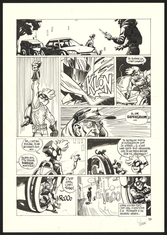 Black and white original page, SuperGroom, Héros malgré lui (T.1),  Yoann